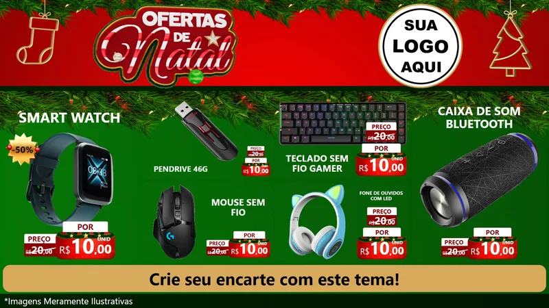 Modelo de TV para TV Horizontal com o tema Ofertas de Natal para Informática