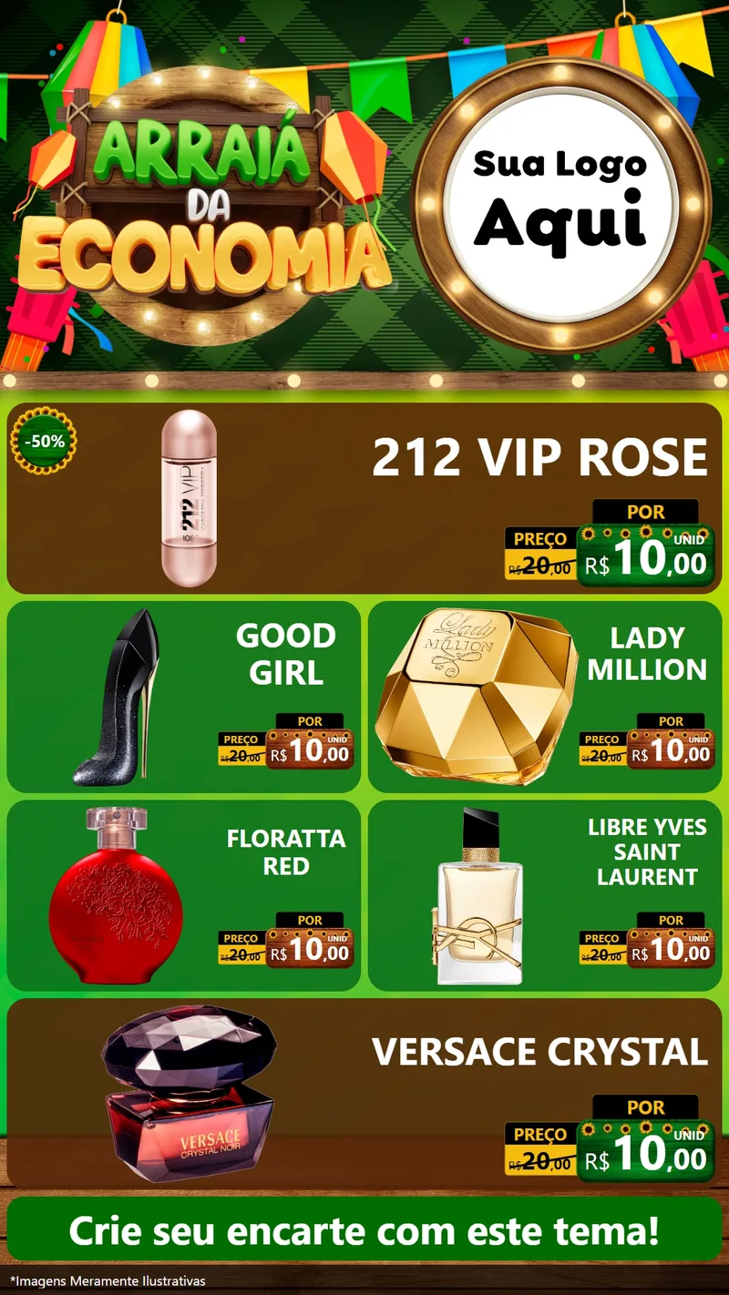 Modelo de TV para TV Vertical com o tema Arraiá de Economia para Perfumes