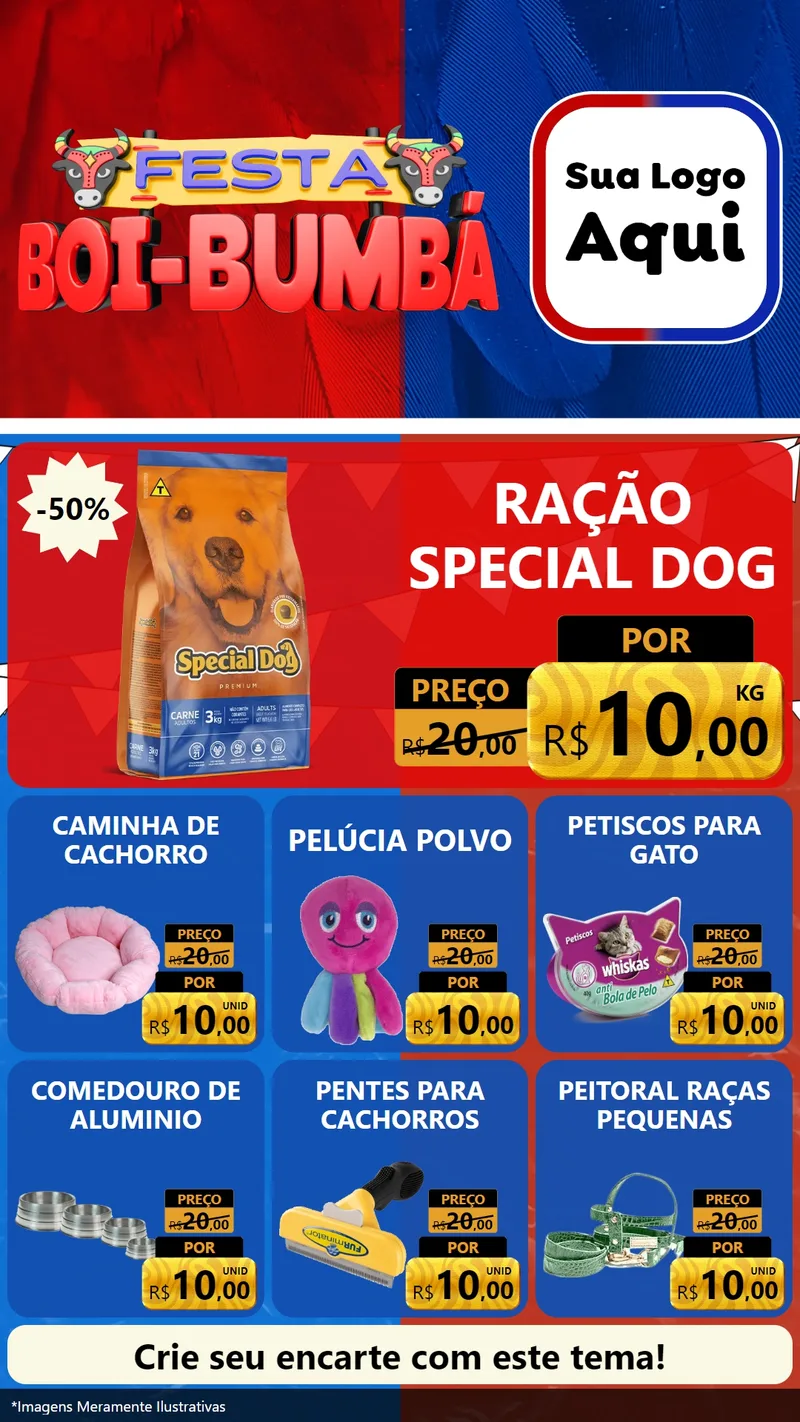 Modelo de Rede Social para Stories com o tema Festa Boi Bumbá para Pet Shop