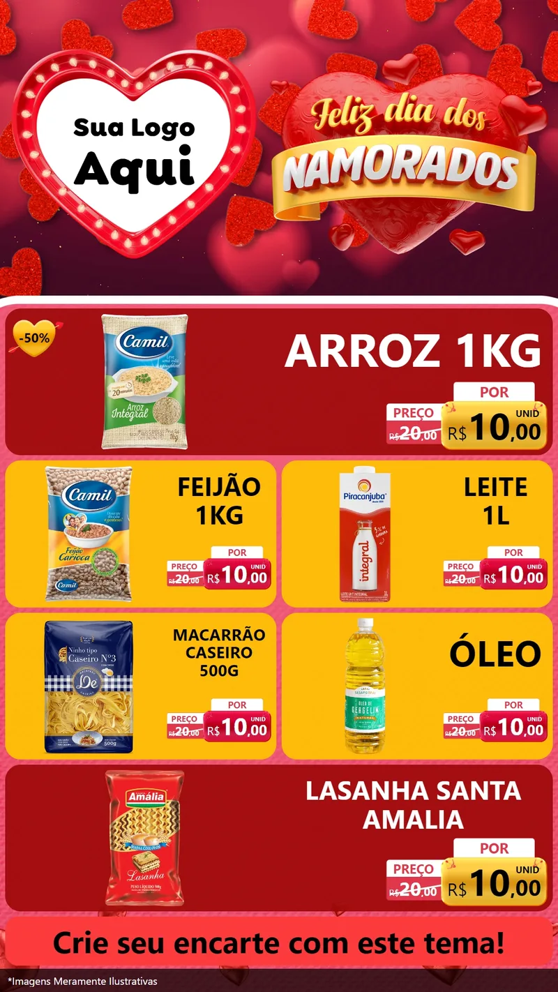 Modelo de TV para TV Vertical com o tema Feliz Dia Dos Namorados para Supermercado