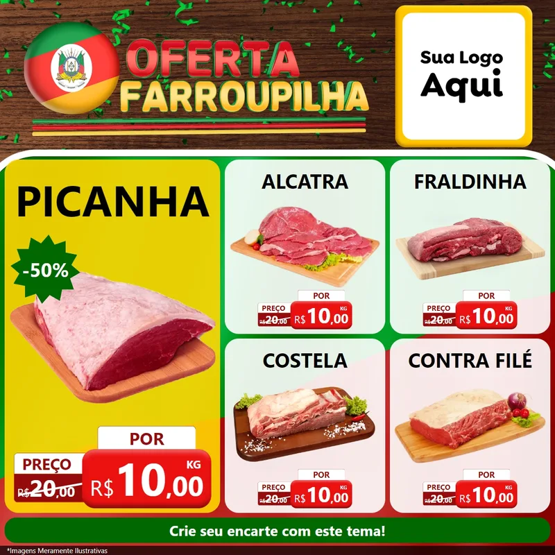 Modelo de Rede Social para Feed Facebook com o tema Oferta Farroupilha para Açougue