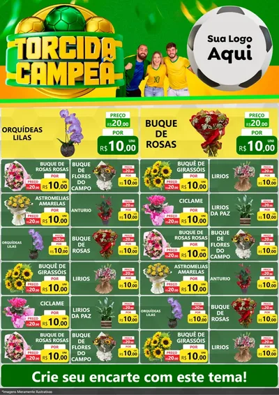 Modelo de Encarte para Encarte A4 Vertical com o tema Torcida Campeã - Copa para Floricultura e jardim