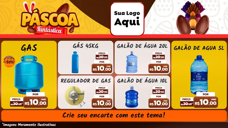 Modelo de TV para TV Horizontal com o tema Páscoa Fantástica para Água e gás