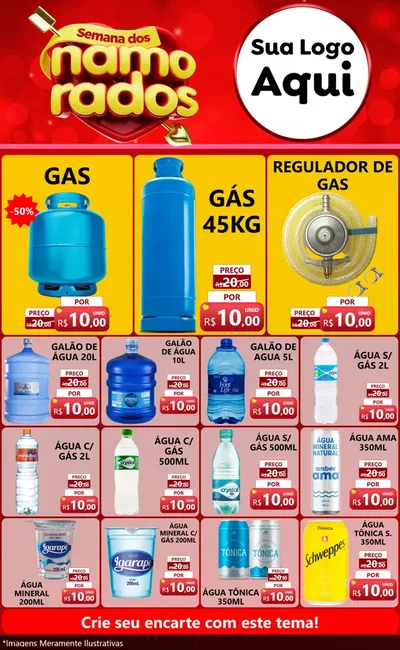 Modelo de Encarte para Encarte Grande com o tema Semana dos namorados para Água e gás