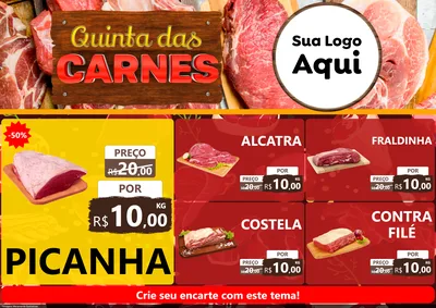 Modelo de Encarte para Encarte A4 Horizontal com o tema Quinta das Carnes para Açougue