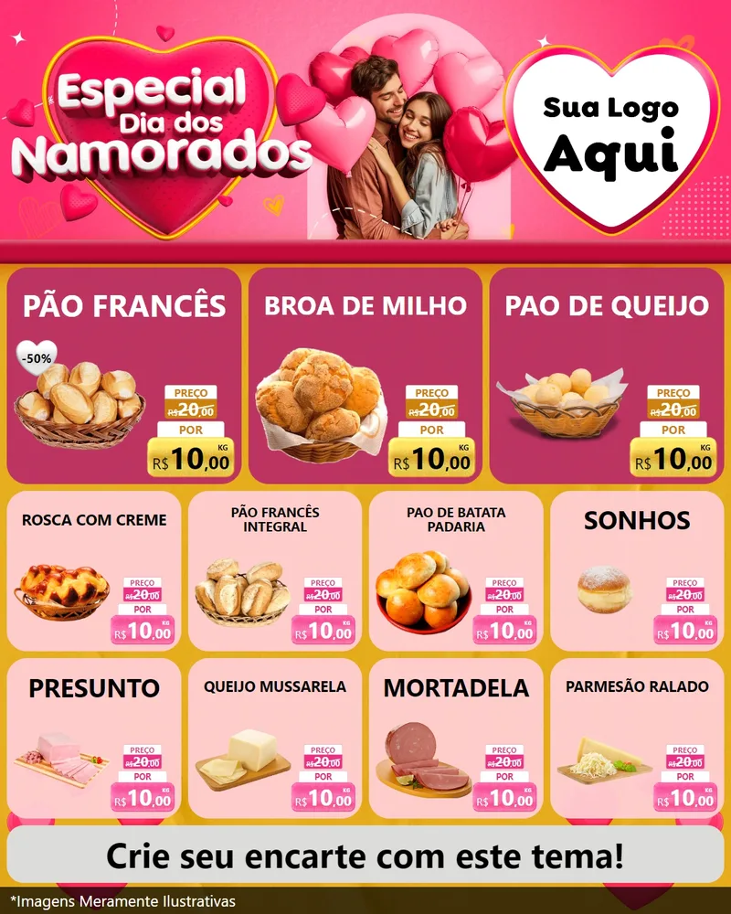 Modelo de Rede Social para Feed Instagram com o tema Especial Dia dos Namorados para Padaria