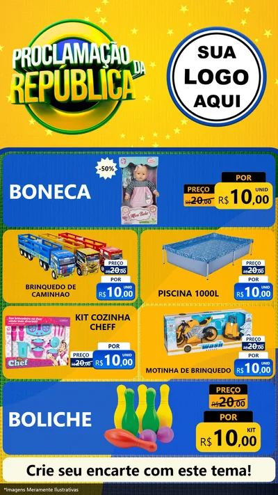 Modelo de TV para TV Vertical com o tema Proclamação da República para Brinquedos