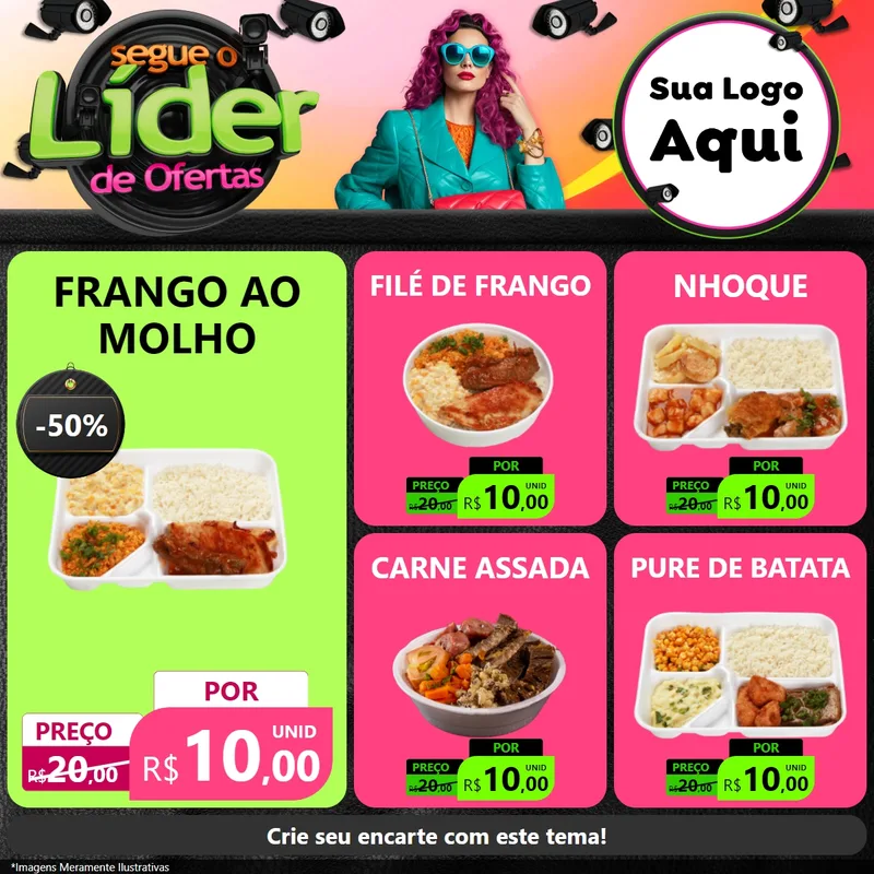 Modelo de Rede Social para Feed Facebook com o tema Segue o Líder de Ofertas para Restaurante