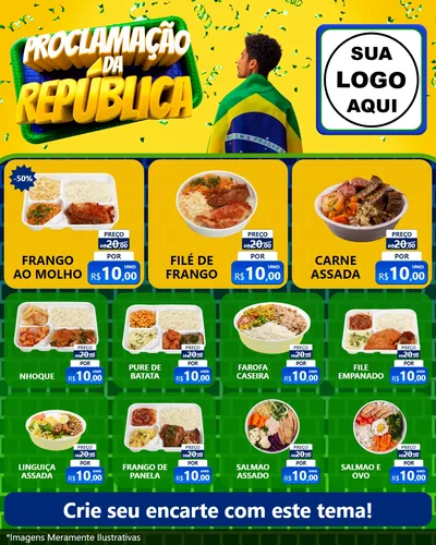 Modelo de Rede Social para Feed Instagram com o tema Proclamação da República para Restaurante