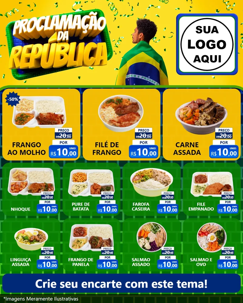 Modelo de Rede Social para Feed Instagram com o tema Proclamação da República para Restaurante