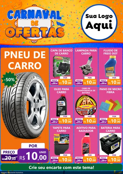Modelo de Encarte para Encarte A4 Vertical com o tema Carnaval de Ofertas para Auto peças