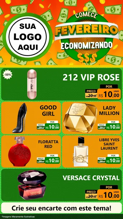 Modelo de TV para TV Vertical com o tema Comece Fevereiro Economizando para Perfumes