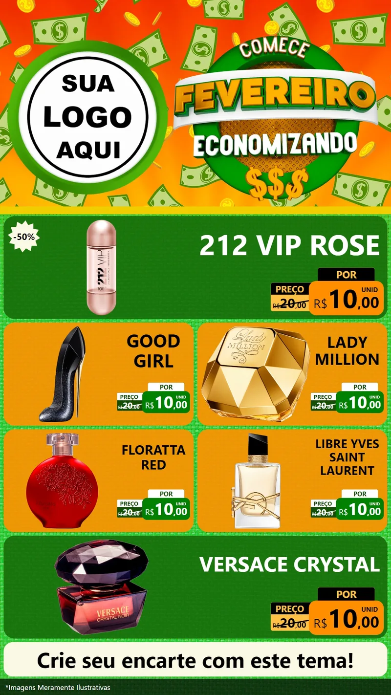Modelo de TV para TV Vertical com o tema Comece Fevereiro Economizando para Perfumes