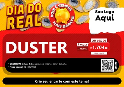 Modelo de Cartaz para Cartaz A4 Horizontal com o tema Dia Do Real para Concessionaria de Carros