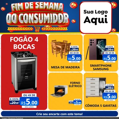 Modelo de Rede Social para Feed Facebook com o tema Fim de Semana do Consumidor para Móveis e Eletro