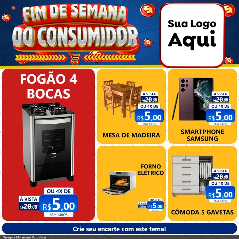 Modelo de Rede Social para Feed Facebook com o tema Fim de Semana do Consumidor para Móveis e Eletro