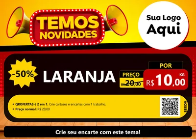 Modelo de Cartaz para Cartaz A4 Horizontal com o tema Temos Novidades para Hortifrúti