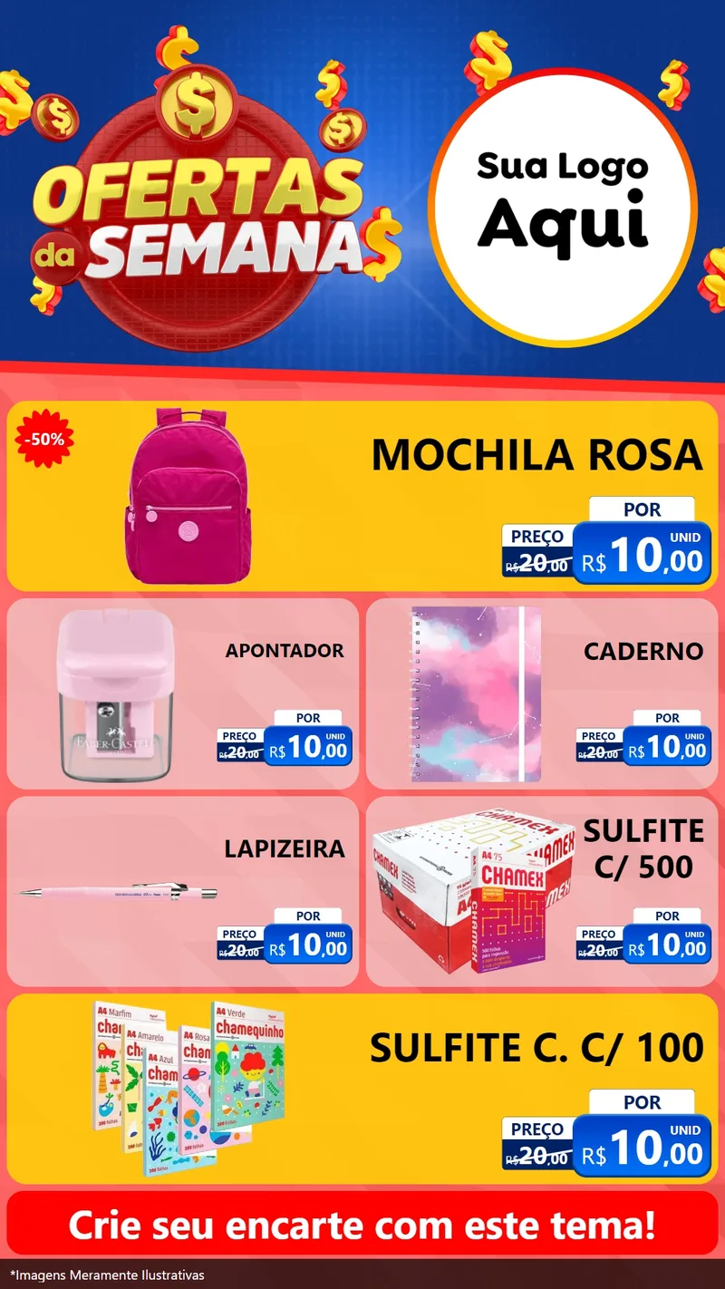 Modelo de TV para TV Vertical com o tema Ofertas Da Semana para Papelaria