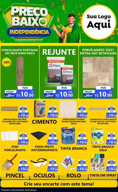 Modelo de Encarte para Encarte Grande com o tema Preço Baixo de Independência para Pisos e revestimentos