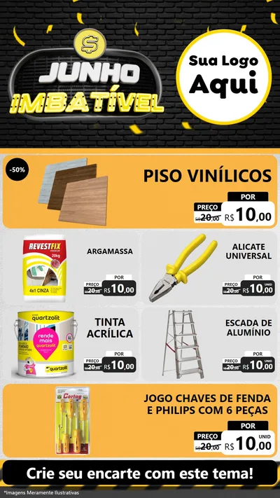 Modelo de TV para TV Vertical com o tema Junho Imbatível para Material para Construção