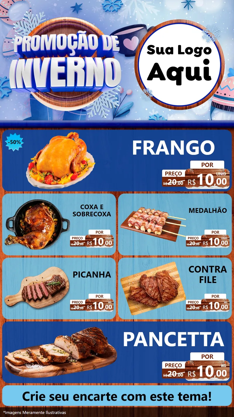 Modelo de TV para TV Vertical com o tema Promoção de Inverno para Assados