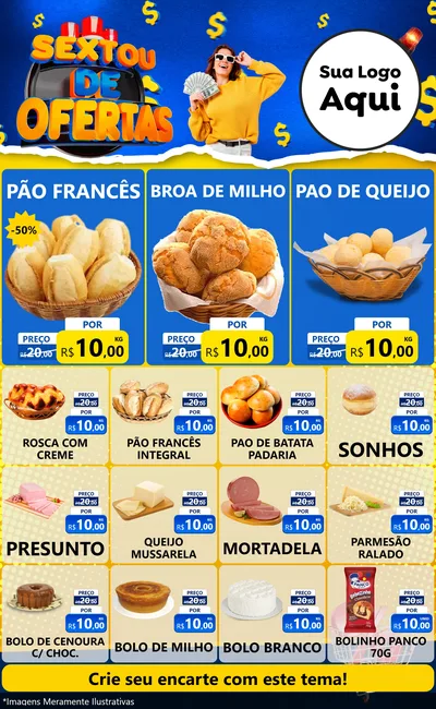 Modelo de Encarte para Encarte Grande com o tema Sextou de Ofertas para Padaria