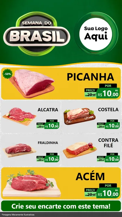 Modelo de TV para TV Vertical com o tema Semana do Brasil para Açougue