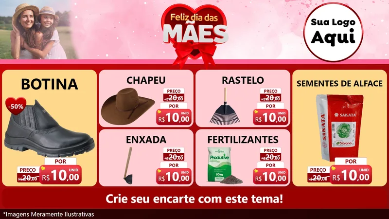 Modelo de TV para TV Horizontal com o tema Feliz Dia Das Mães para Agropecuária