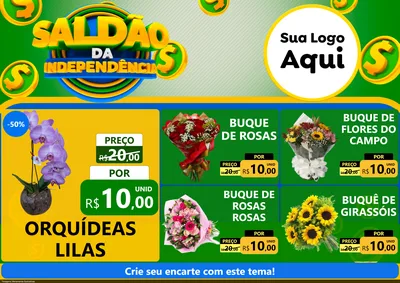 Modelo de Encarte para Encarte A4 Horizontal com o tema Saldão da Indepêndencia para Floricultura e jardim