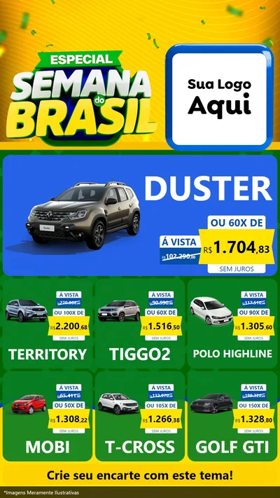 Modelo de Rede Social para Stories com o tema Especial Semana do Brasil para Concessionaria de Carros