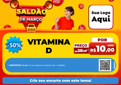 Modelo de Cartaz para Cartaz A4 Horizontal com o tema Saldão de Março para Farmácia