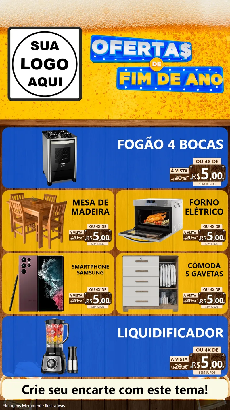 Modelo de TV para TV Vertical com o tema Ofertas de Fim de Ano para Móveis e Eletro
