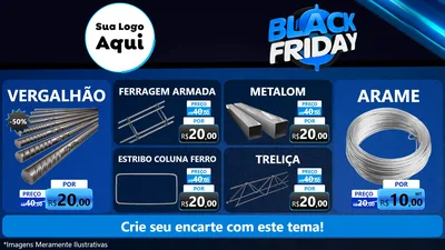 Modelo de TV para TV Horizontal com o tema Black Friday para Ferragens