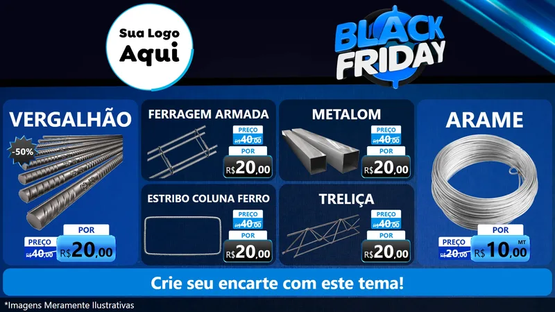 Modelo de TV para TV Horizontal com o tema Black Friday para Ferragens