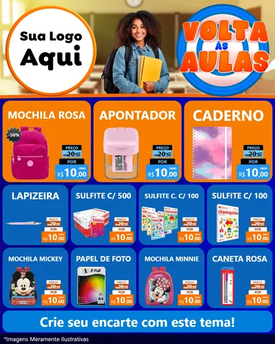 Modelo de Rede Social para Feed Instagram com o tema Volta Às Aulas para Papelaria