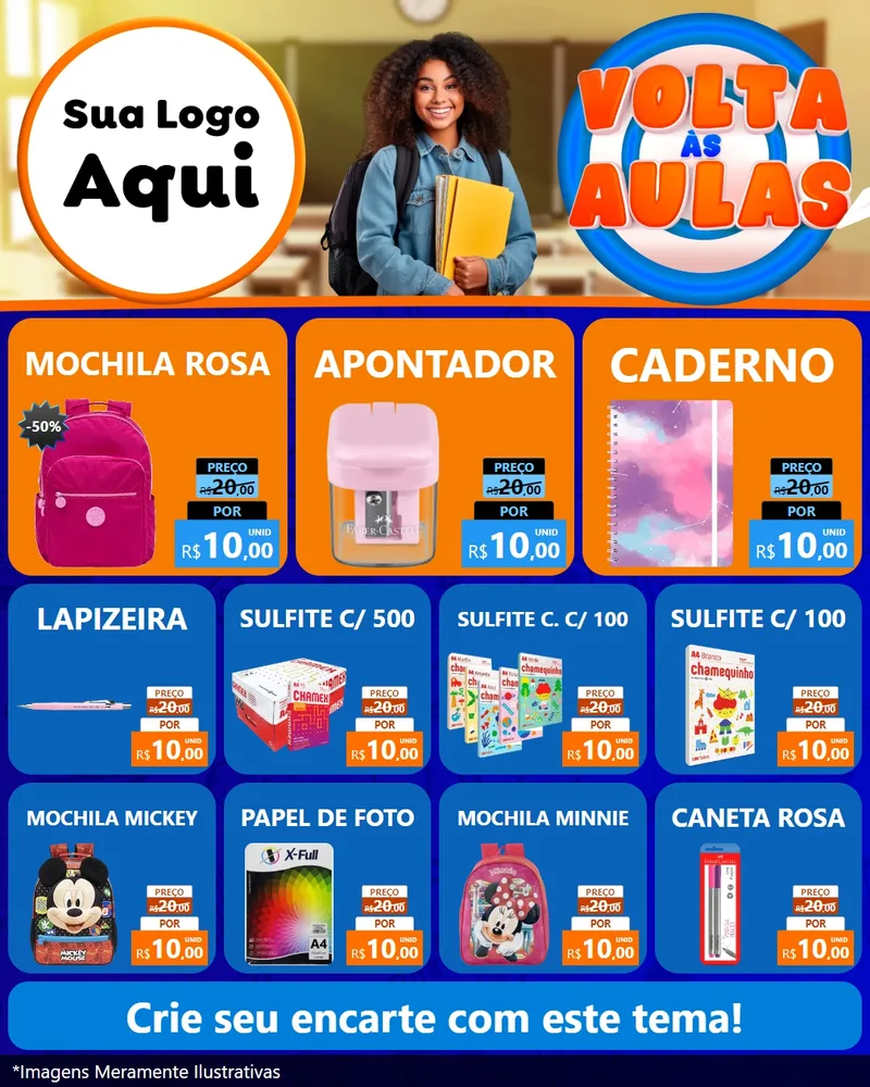 Modelo de Rede Social para Feed Instagram com o tema Volta Às Aulas para Papelaria