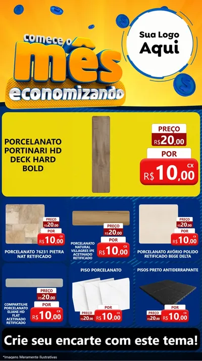 Modelo de Rede Social para Stories com o tema Comece O Mês Economizando para Pisos e revestimentos