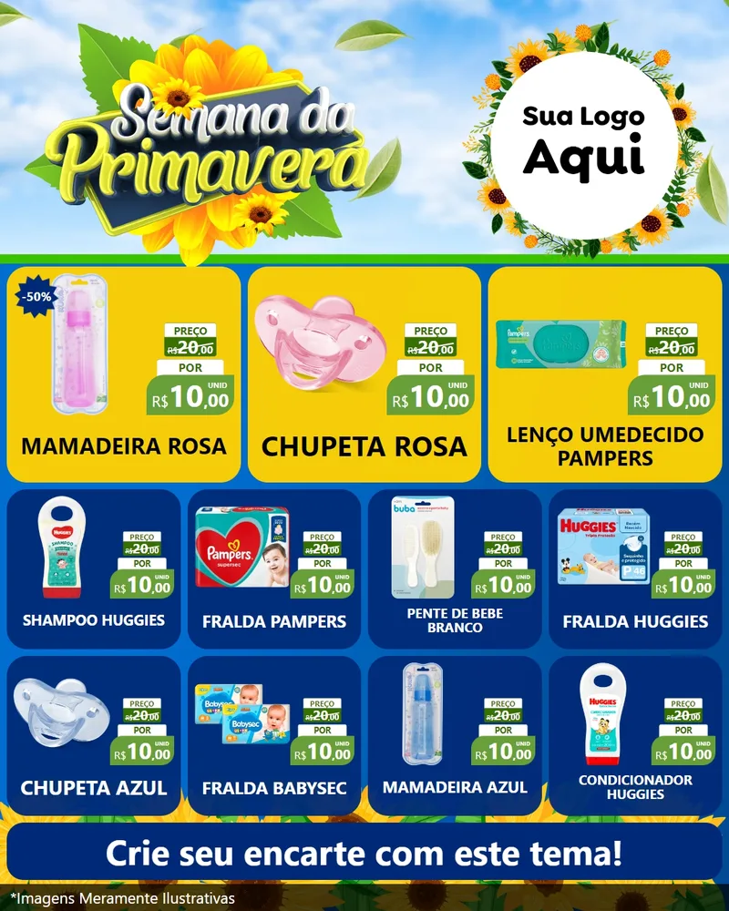 Modelo de Rede Social para Feed Instagram com o tema Semana da Primavera para Bebês