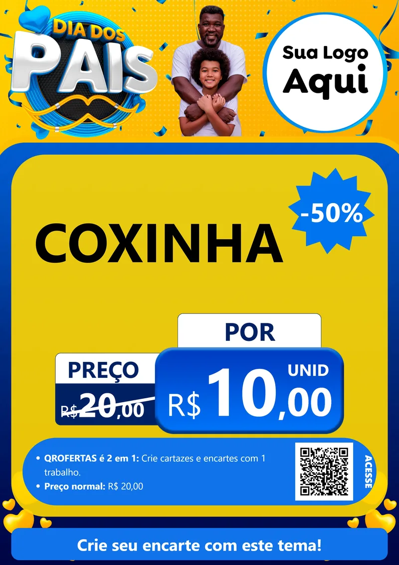 Modelo de Cartaz para Cartaz A4 Vertical com o tema Dia dos Pais para Salgadaria