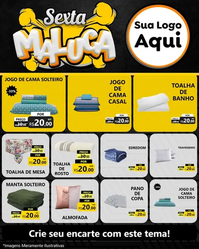 Modelo de Rede Social para Feed Instagram com o tema Sexta Maluca para Cama, Mesa e Banho