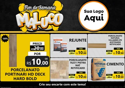 Modelo de Encarte para Encarte A4 Horizontal com o tema Fim de Semana Maluco para Pisos e revestimentos