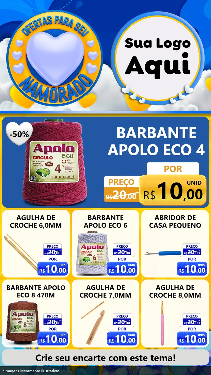 Modelo de Rede Social para Stories com o tema Ofertas Para Seu Namorado para Armarinho e Aviamentos