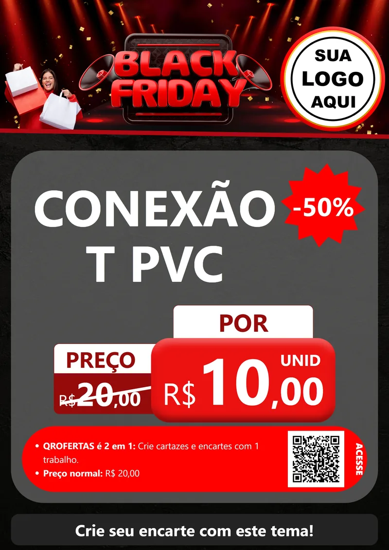 Modelo de Cartaz para Cartaz A4 Vertical com o tema Black Friday para Tubos e conexões