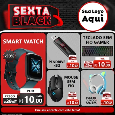 Modelo de Rede Social para Feed Facebook com o tema Sexta Black para Informática