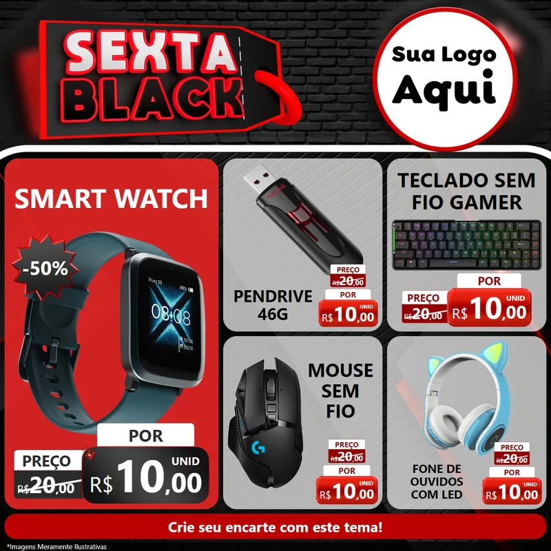 Modelo de Rede Social para Feed Facebook com o tema Sexta Black para Informática