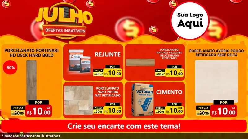 Modelo de TV para TV Horizontal com o tema Julho Ofertas Imbatíveis para Pisos e revestimentos