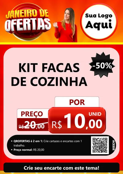 Modelo de Cartaz para Cartaz A4 Vertical com o tema Janeiro de Ofertas para Utilidades Domésticas