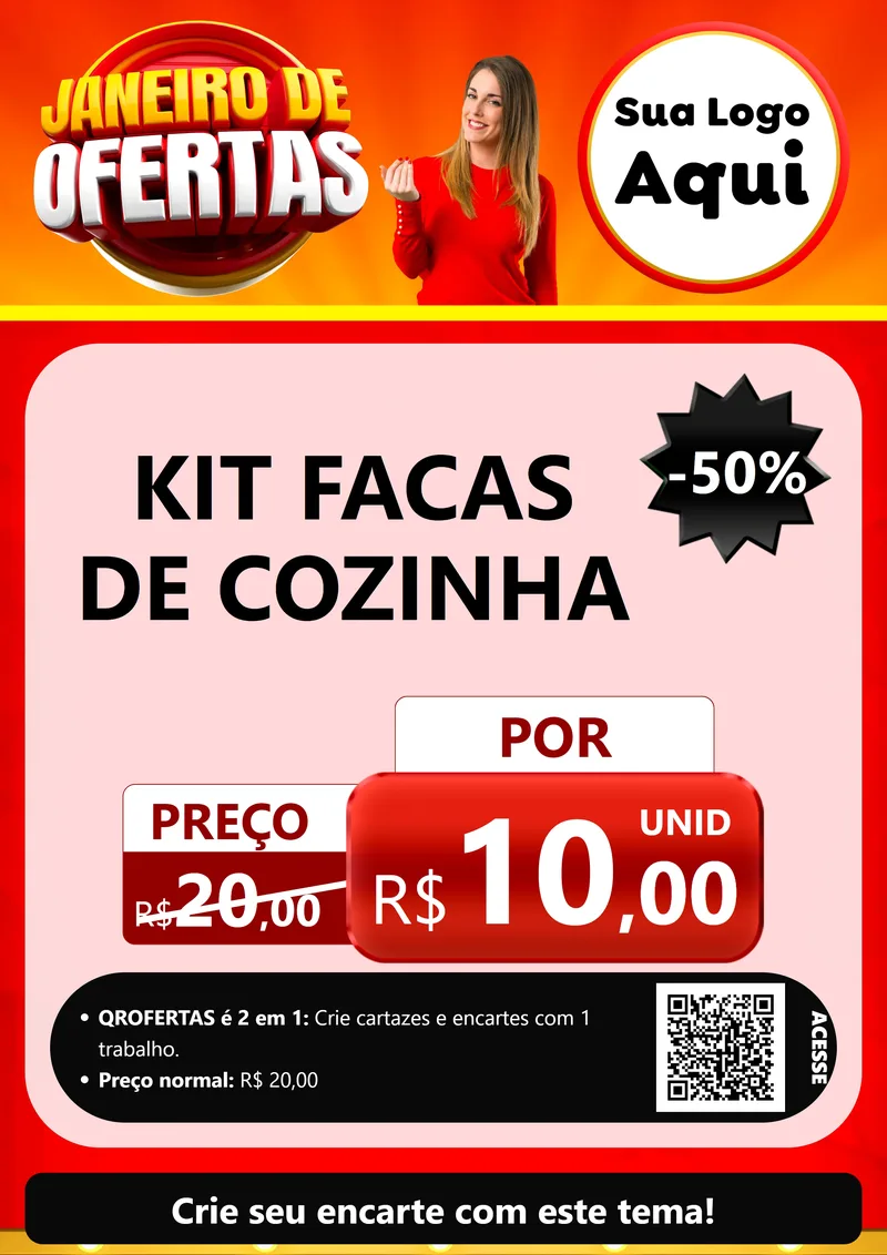 Modelo de Cartaz para Cartaz A4 Vertical com o tema Janeiro de Ofertas para Utilidades Domésticas