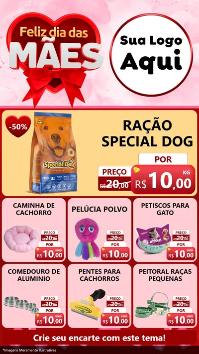 Modelo de Rede Social para Stories com o tema Feliz Dia Das Mães para Pet Shop