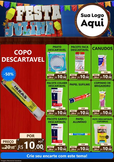 Modelo de Encarte para Encarte A4 Vertical com o tema Festa Julina para Embalagens